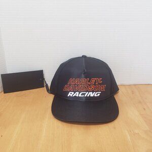 Harley Davidson Racing Screaming Eagle Mens Black Satin Snapback Cap New w/Tags